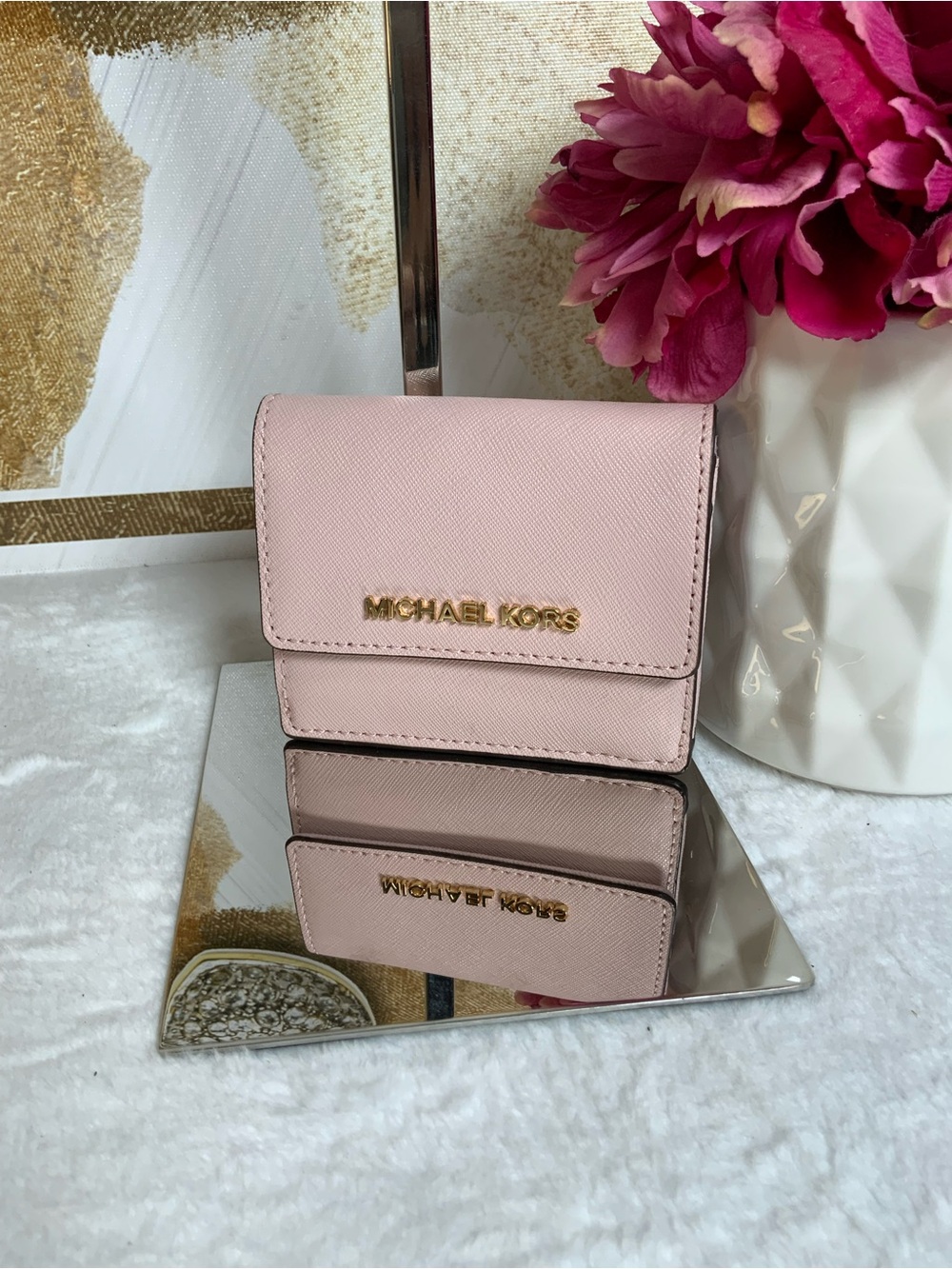 Michael Kors Blush Pink Saffiano Leather Mini Wallet